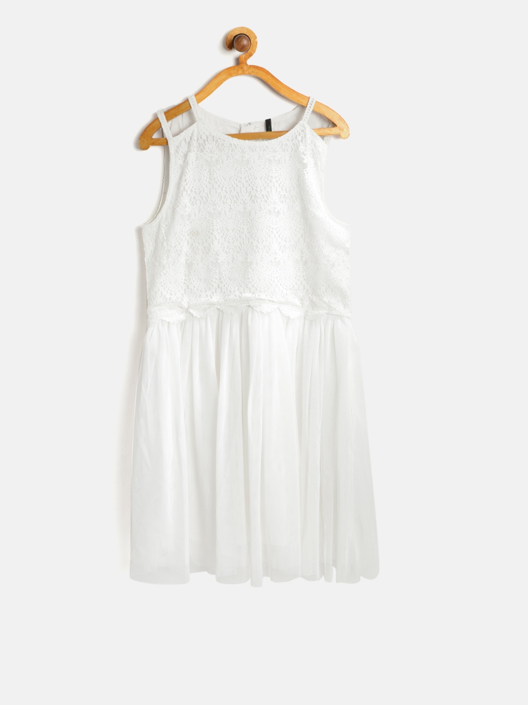 

United Colors of Benetton Girls White Lace Fit and Flare Dress