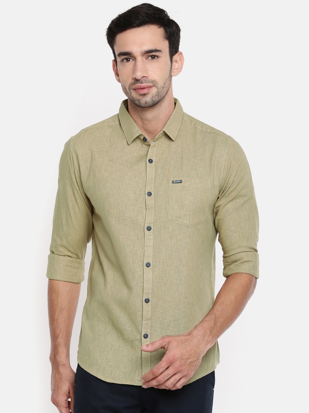 

The Indian Garage Co Men Khaki Regular Fit Solid Casual Shirt