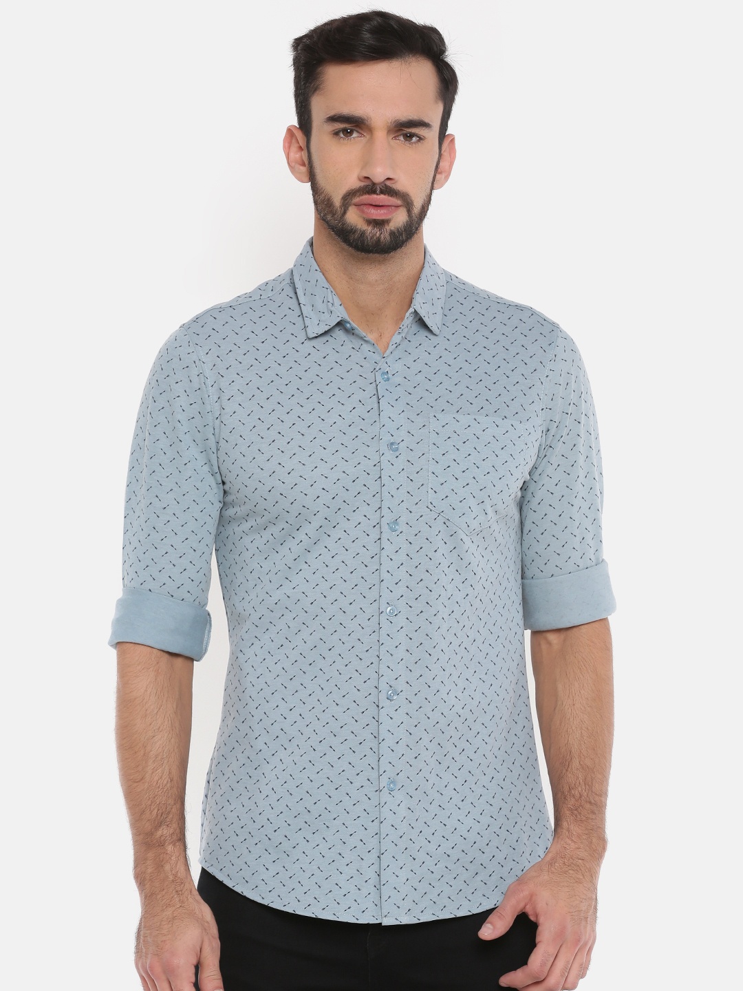 

The Indian Garage Co Men Blue Slim Fit Printed Casual Shirt