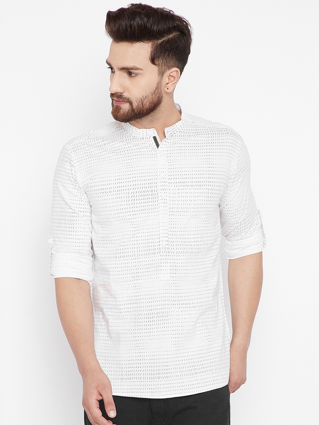 

even Men White Printed Straight Kurta