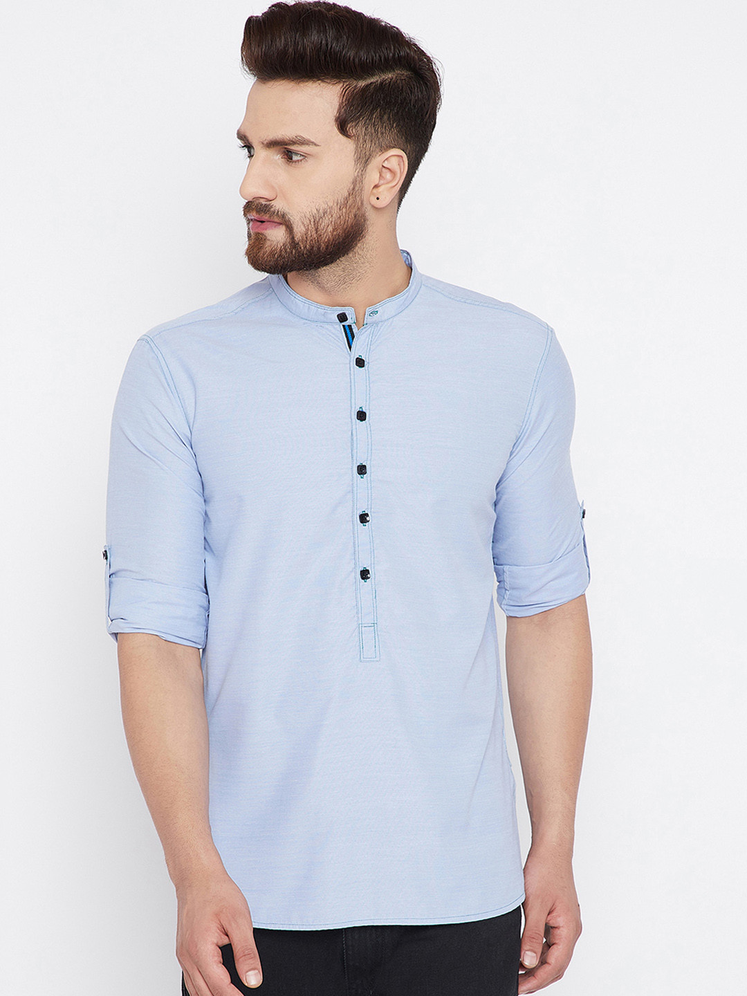 

even Men Blue Solid Straight Kurta