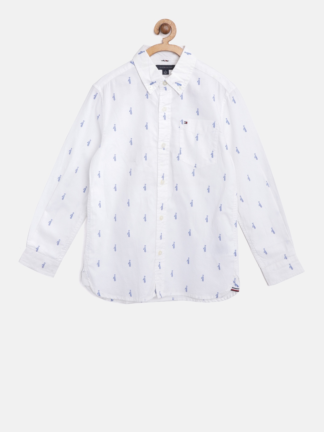 

Tommy Hilfiger Boys White & Blue Regular Fit Printed Casual Shirt