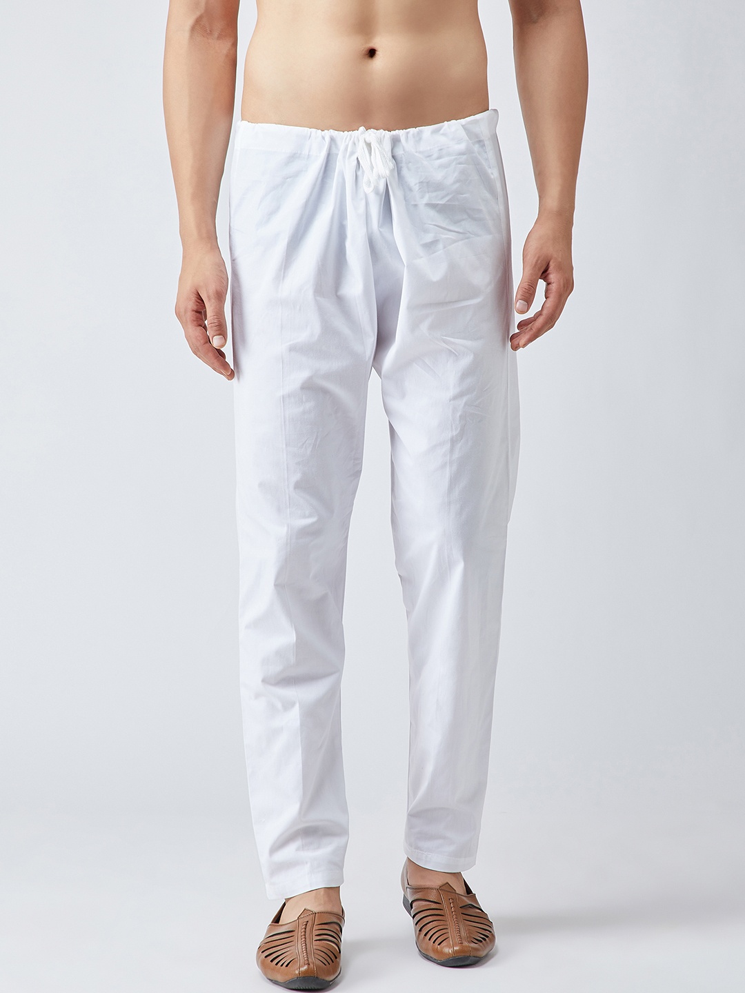 

SOJANYA Men White Solid Pyjamas