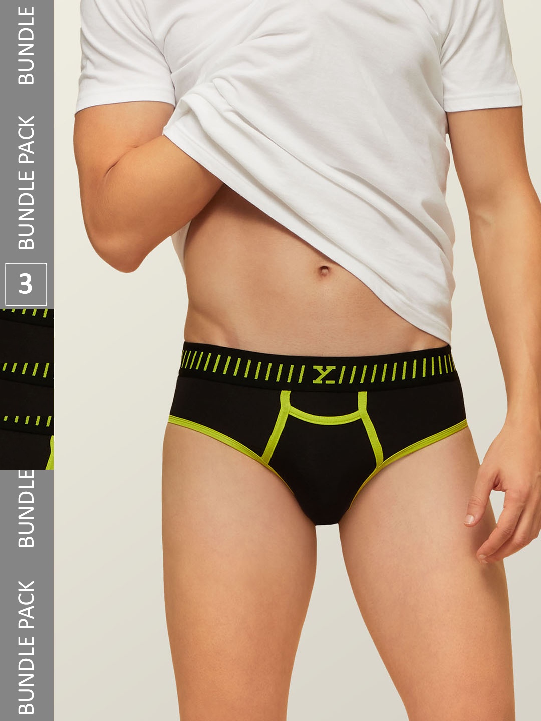 

XYXX Men IntelliSoft Antimicrobial Micro Modal Pack of 3 Vibe Briefs XYBRF3PCKN247, Black