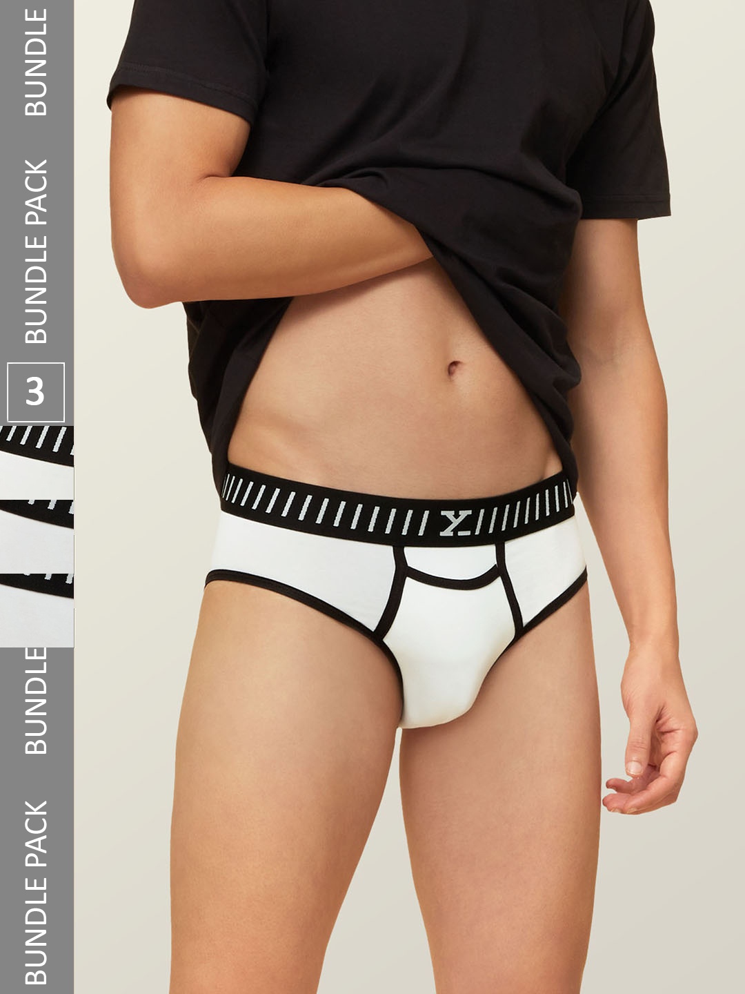 

XYXX Men IntelliSoft Antimicrobial Micro Modal Pack of 3 Vibe Briefs XYBRF3PCKN255, White