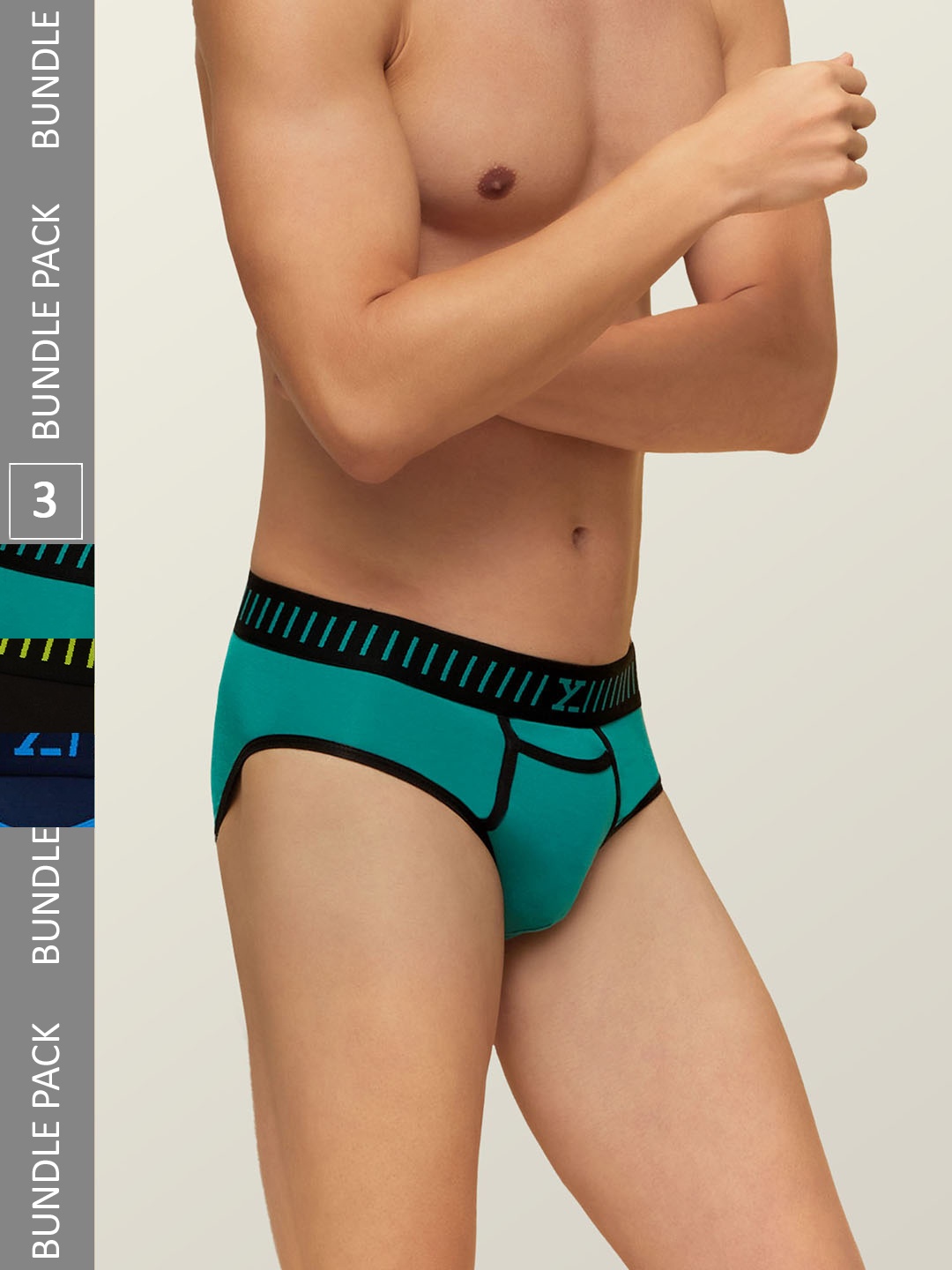 

XYXX Men IntelliSoft Antimicrobial Micro Modal Pack of 3 Vibe Briefs XYBRF3PCKN248, Black