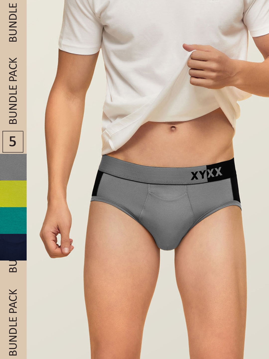 

XYXX Men IntelliSoft Antimicrobial Micro Modal Pack of 5 Dualist Briefs XYBRF5PCKN66, Navy blue