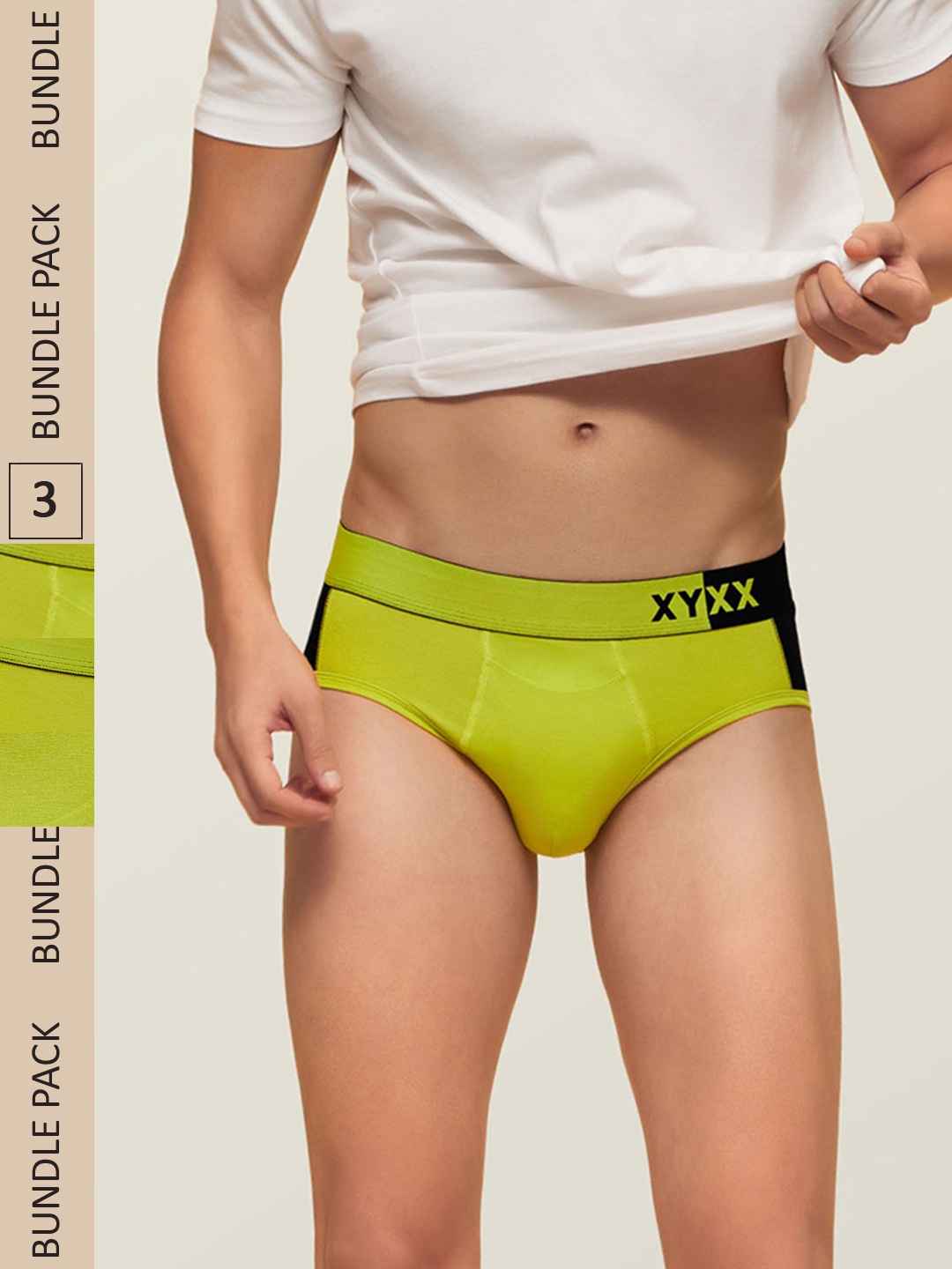 

XYXX Men IntelliSoft Antimicrobial Micro Modal Pack of 3 Dualist Briefs XYBRF3PCKN267, Lime green