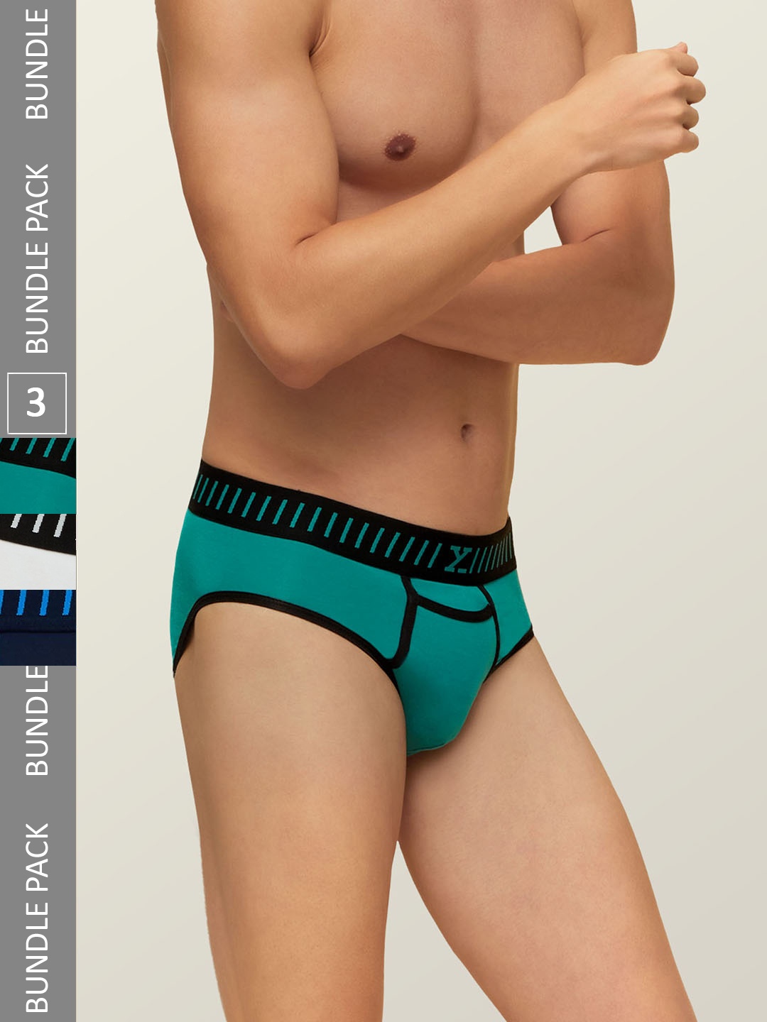 

XYXX Men IntelliSoft Antimicrobial Micro Modal Pack of 3 Vibe Briefs XYBRF3PCKN250, Blue