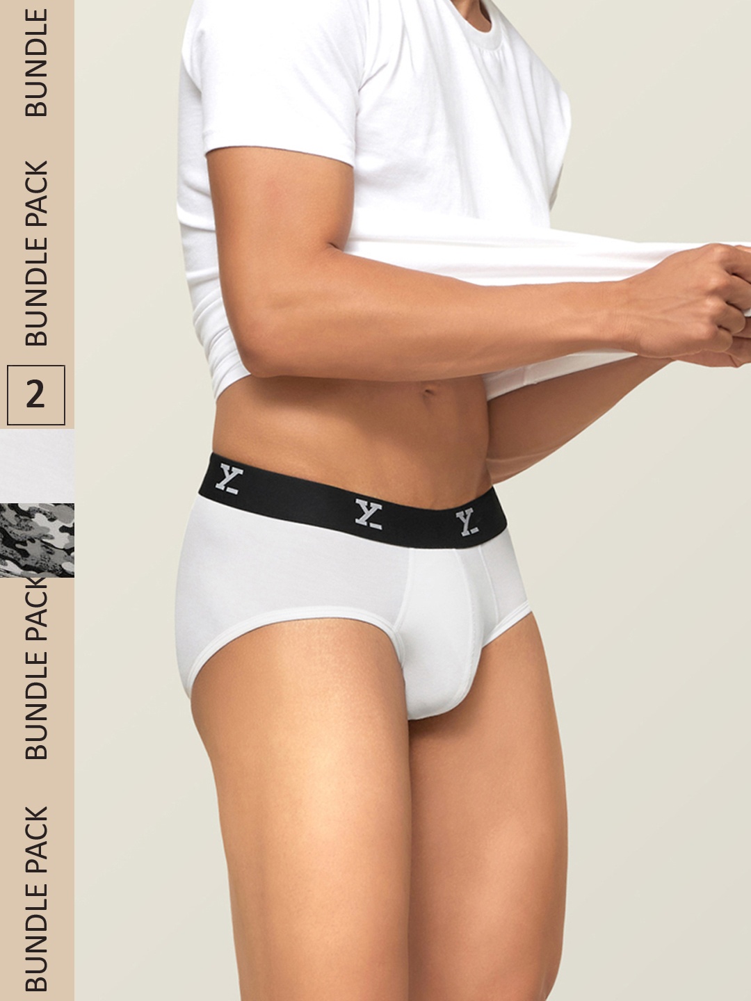 

XYXX Men IntelliSoft Antimicrobial Micro Modal Pack of 2 Shuffle Briefs XYBRF2PCKN184S, White