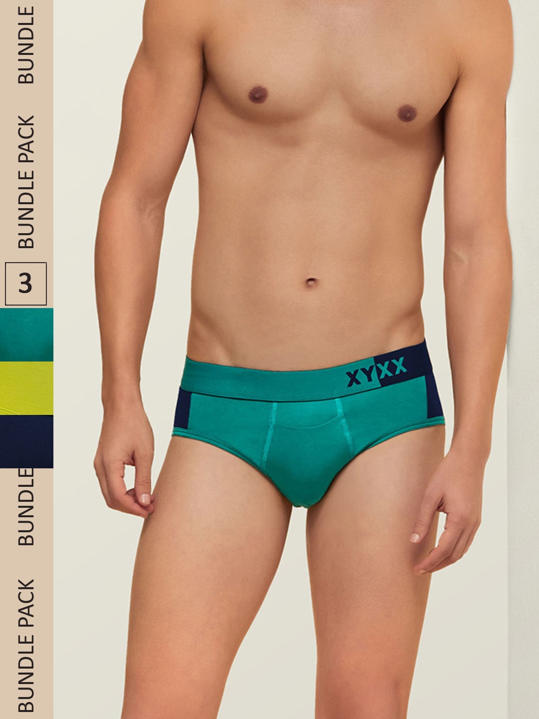 

XYXX Men IntelliSoft Antimicrobial Micro Modal Pack of 3 Dualist Briefs XYBRF3PCKN262, Navy blue