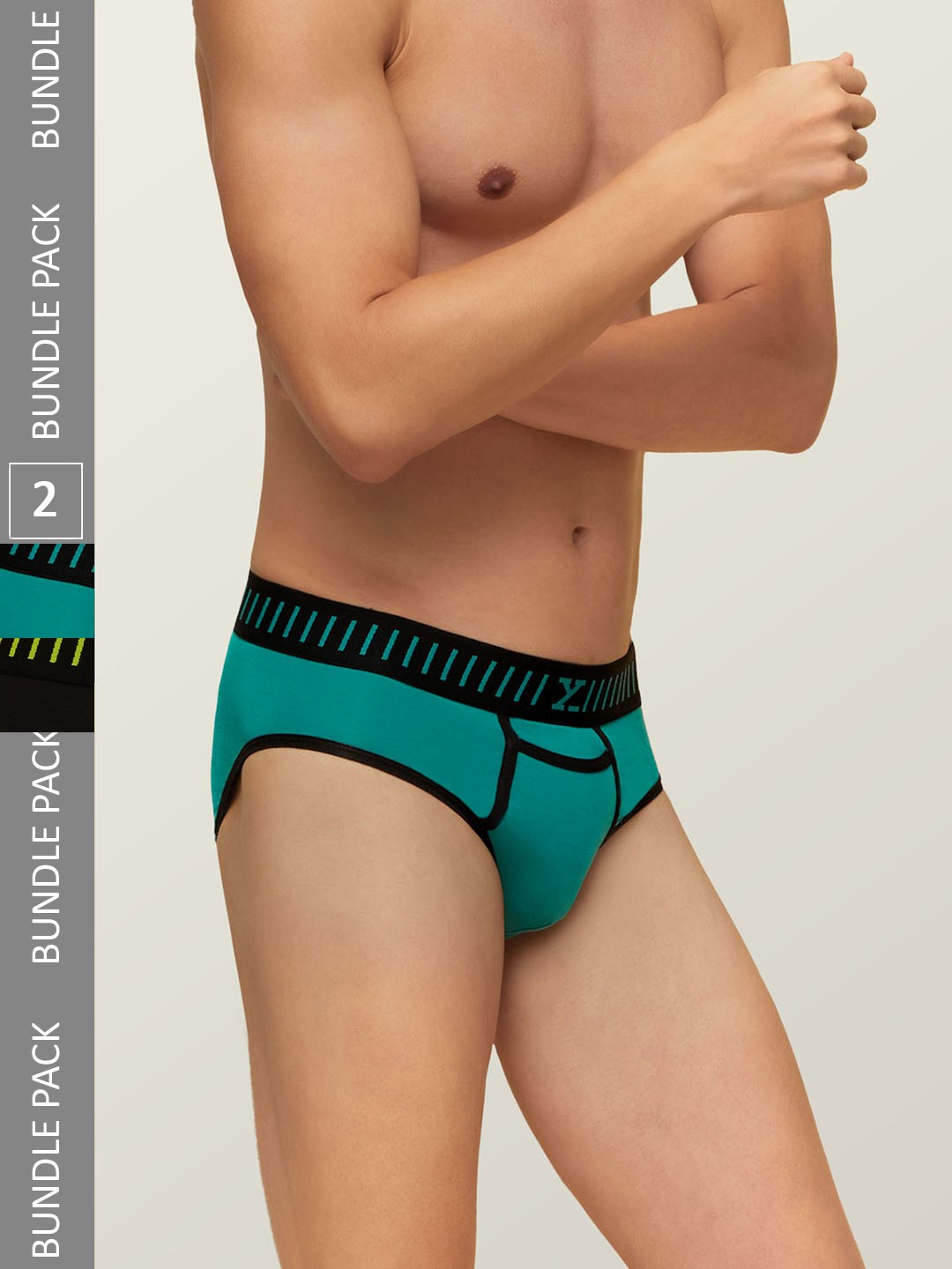 XYXX Men IntelliSoft Antimicrobial Micro Modal Pack of 2 Vibe Briefs XYBRF2PCKN152, Black