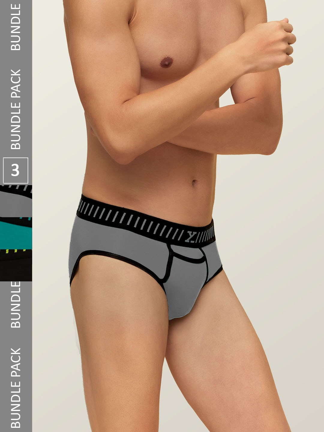 

XYXX Men IntelliSoft Antimicrobial Micro Modal Pack of 3 Vibe Briefs XYBRF3PCKN249, Black
