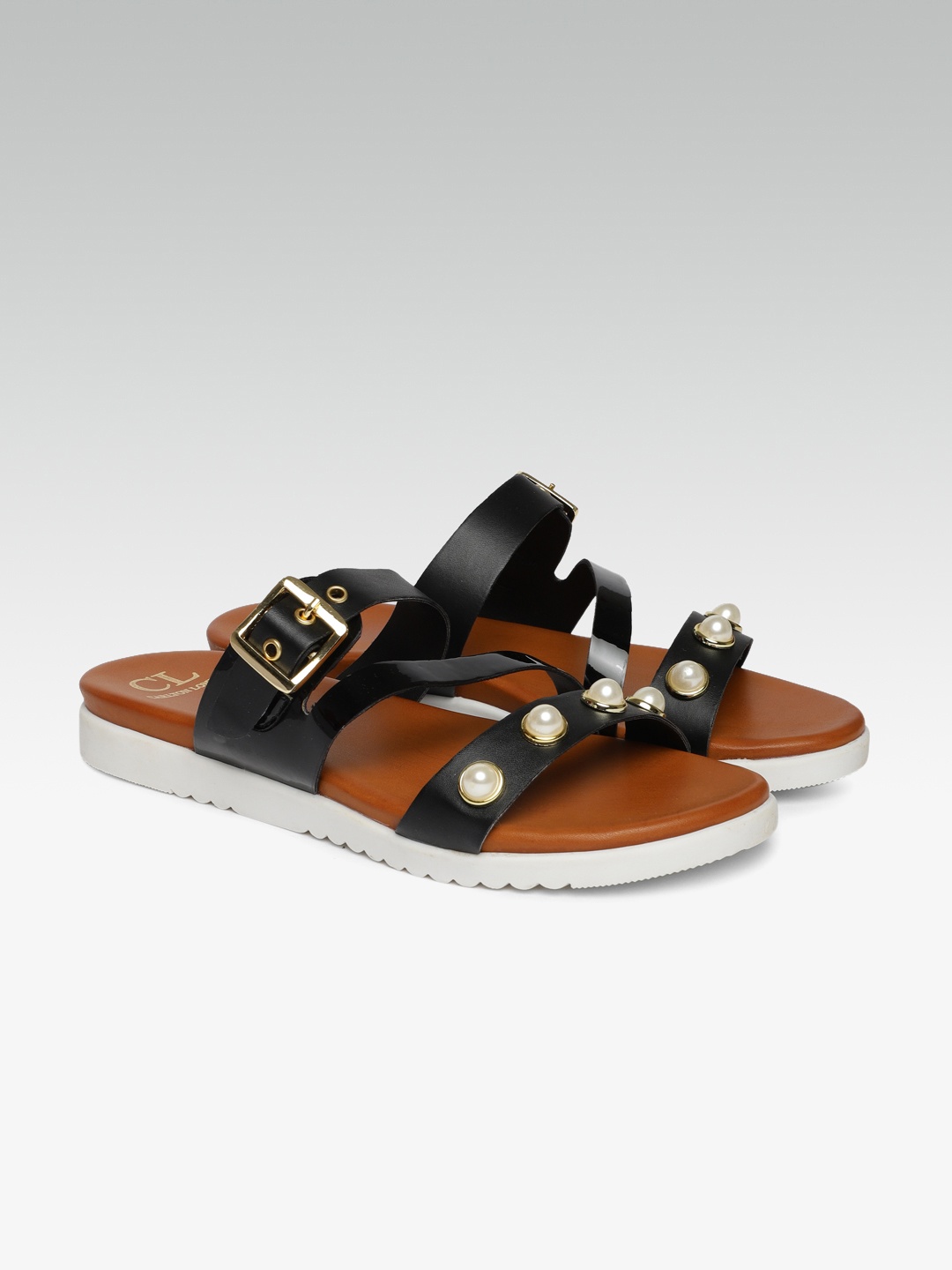 

Carlton London Women Black Solid Open Toe Flats