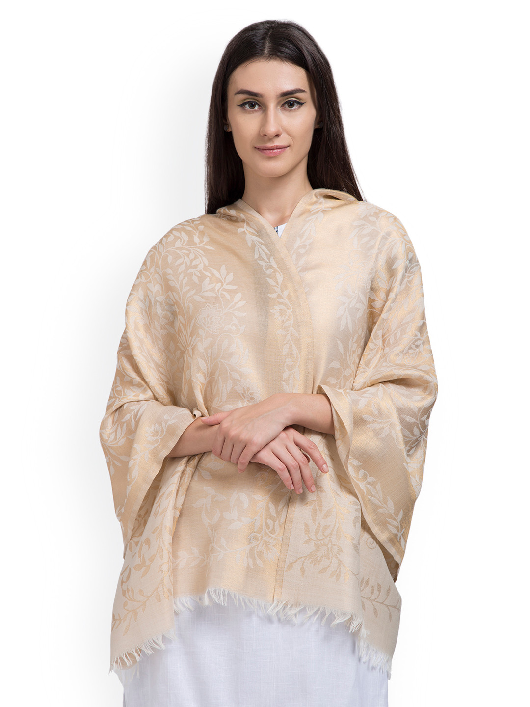 

SHINGORA Women Beige & White Woven Design Stole