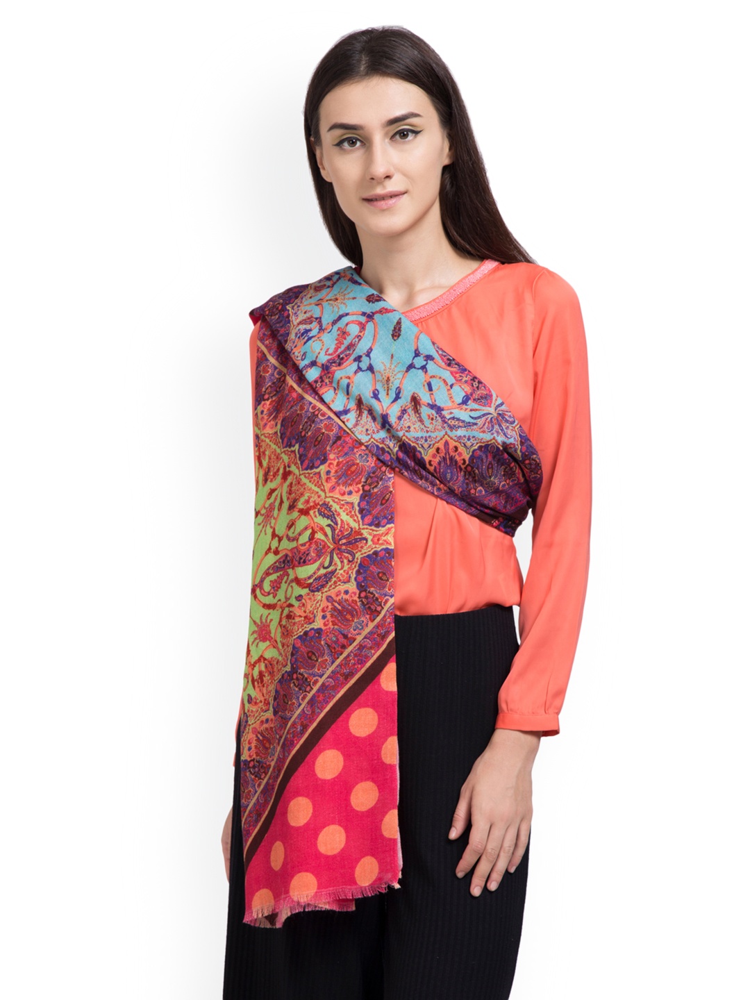 

Shingora Women Red Printed Shawl