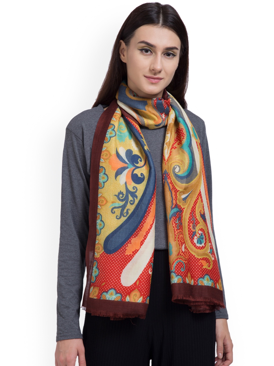 

SHINGORA Women Multicoloured Woven Design Stole, Multi