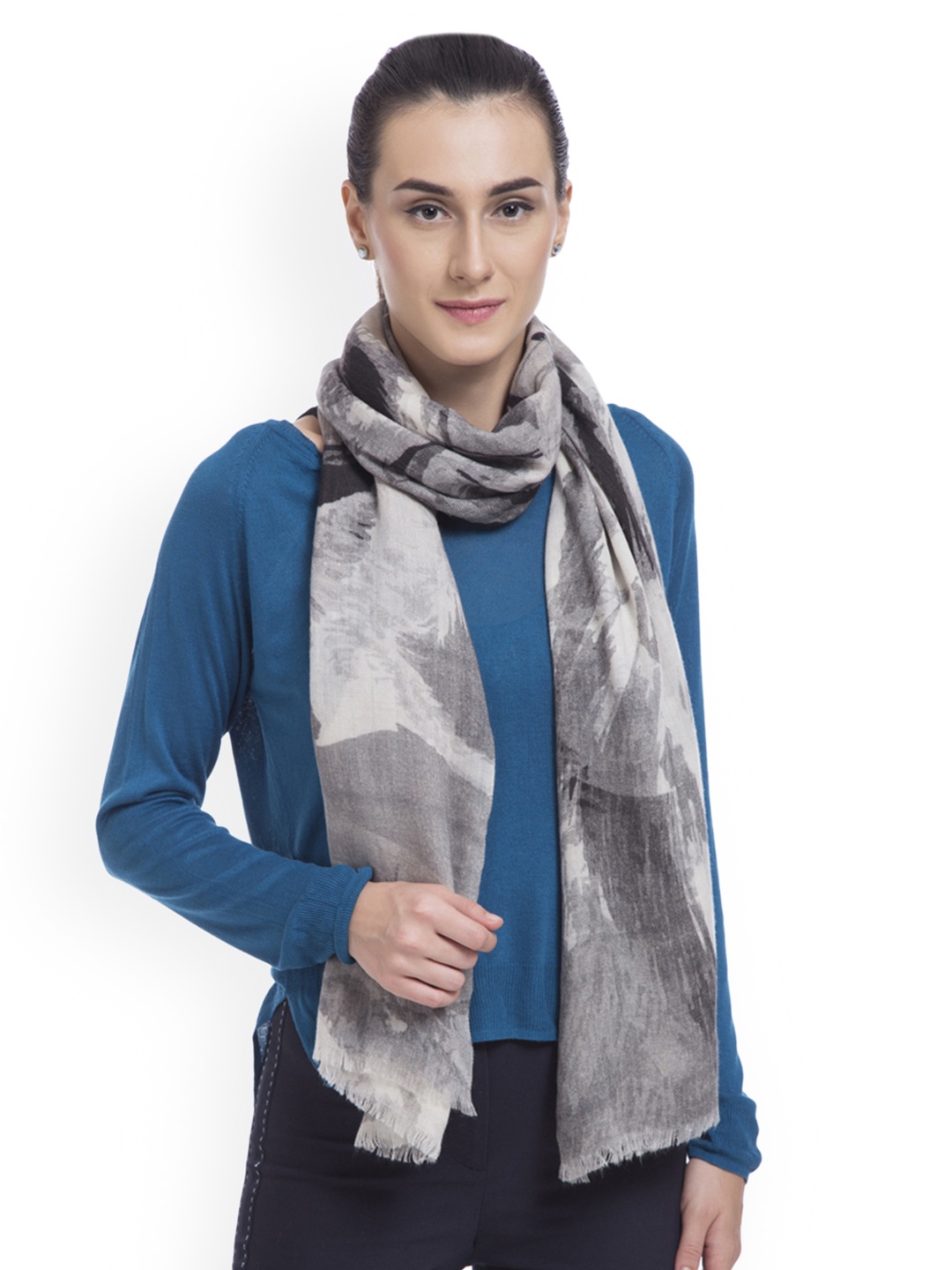 

SHINGORA Women Grey Printed Shawl