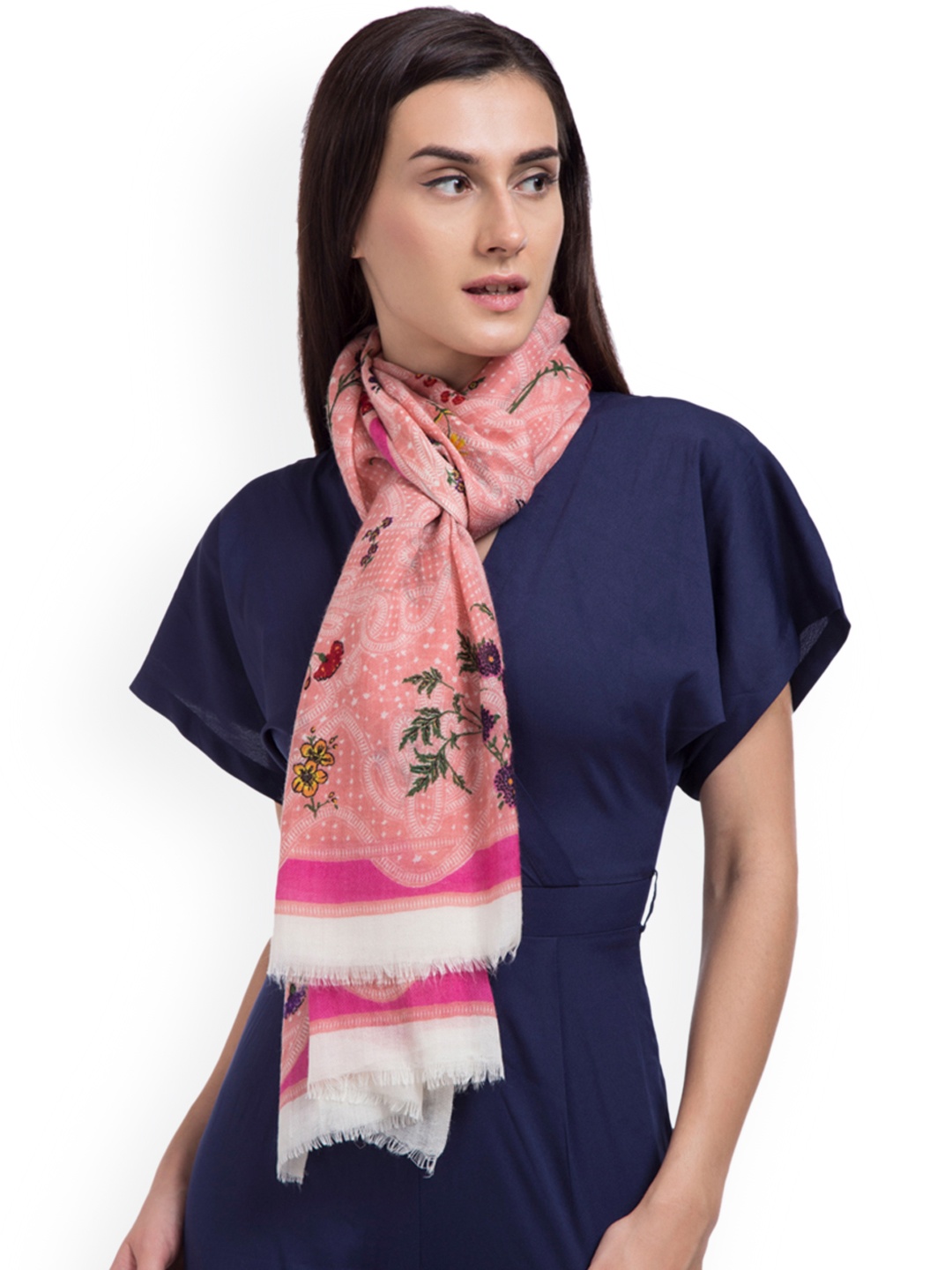 

SHINGORA Women Pink & Purple Woven Design Woollen Stole