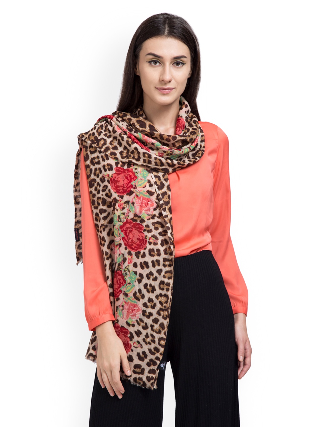 

SHINGORA Women Beige & Brown Woven Design Woollen Stole