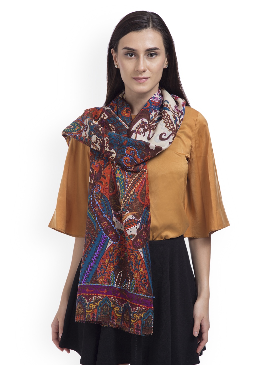

Shingora Women Multi-coloured Embroidered Shawl