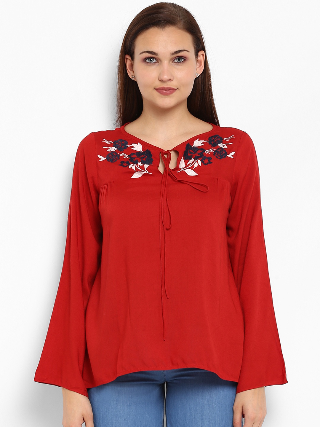 

Park Avenue Women Red Printed A-Line Top