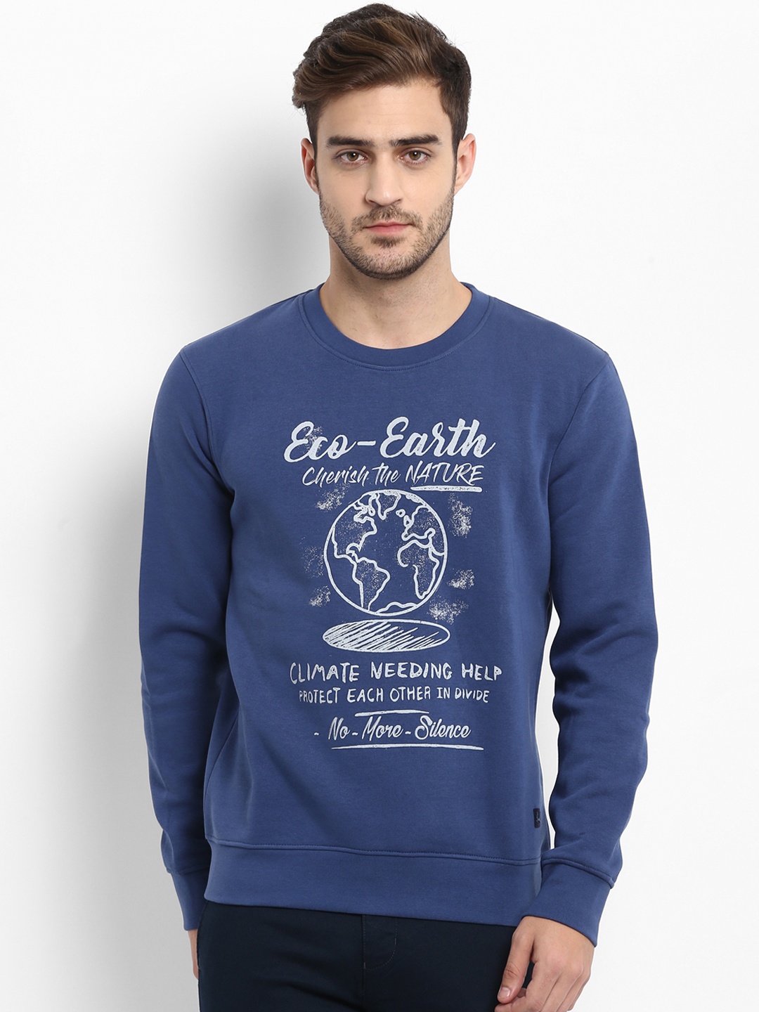 

Parx Men Navy Blue & White Printed Pullover