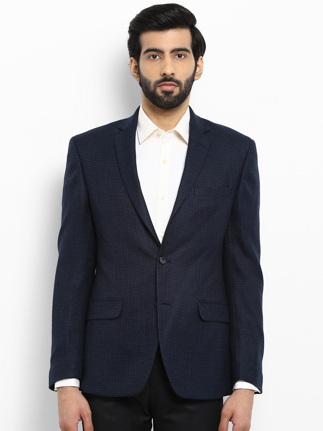 

Park Avenue Men Dark Blue Pure Cotton Blazer