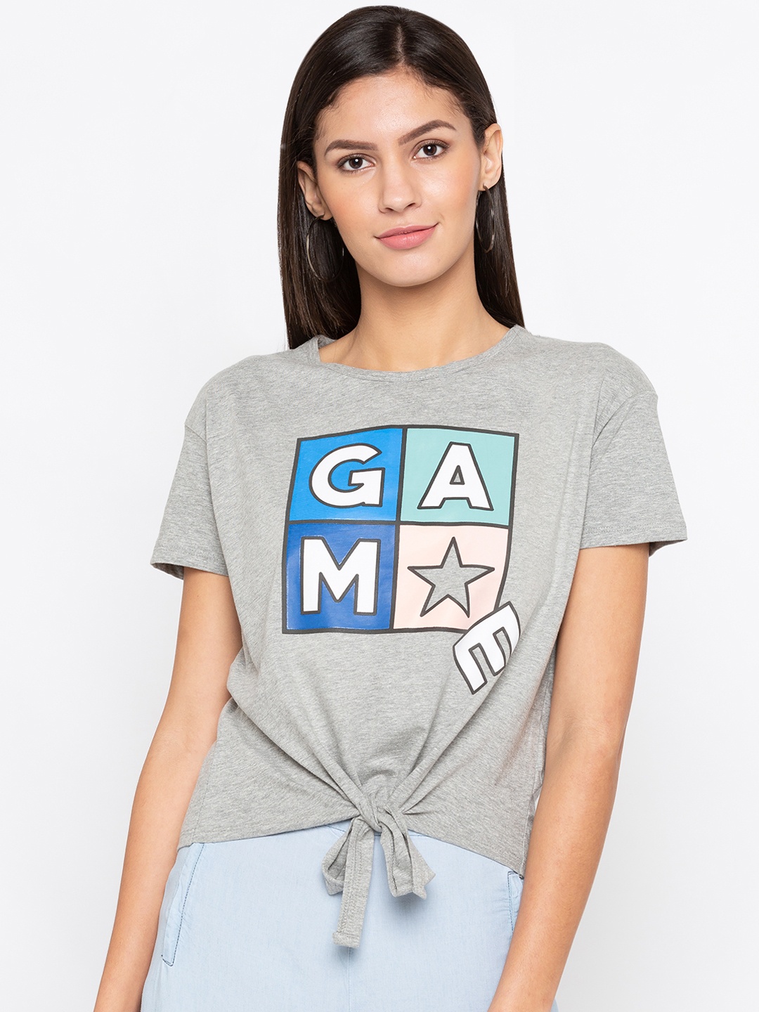 

Globus Women Grey Printed Round Neck T-shirt