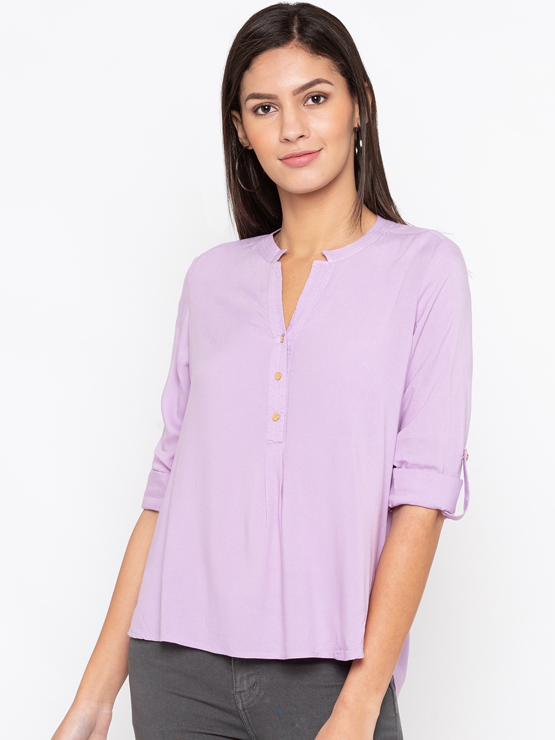 

Globus Women Lavender Solid Shirt Style Top