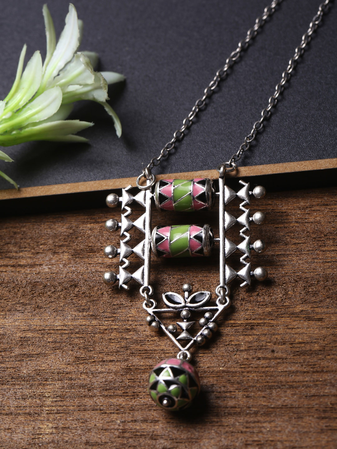 

Voylla Silver-Plated Alloy Enamelled Necklace