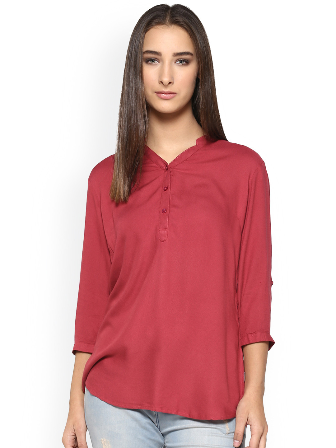 

Crimsoune Club Women Red Standard Slim Fit Solid Casual Shirt