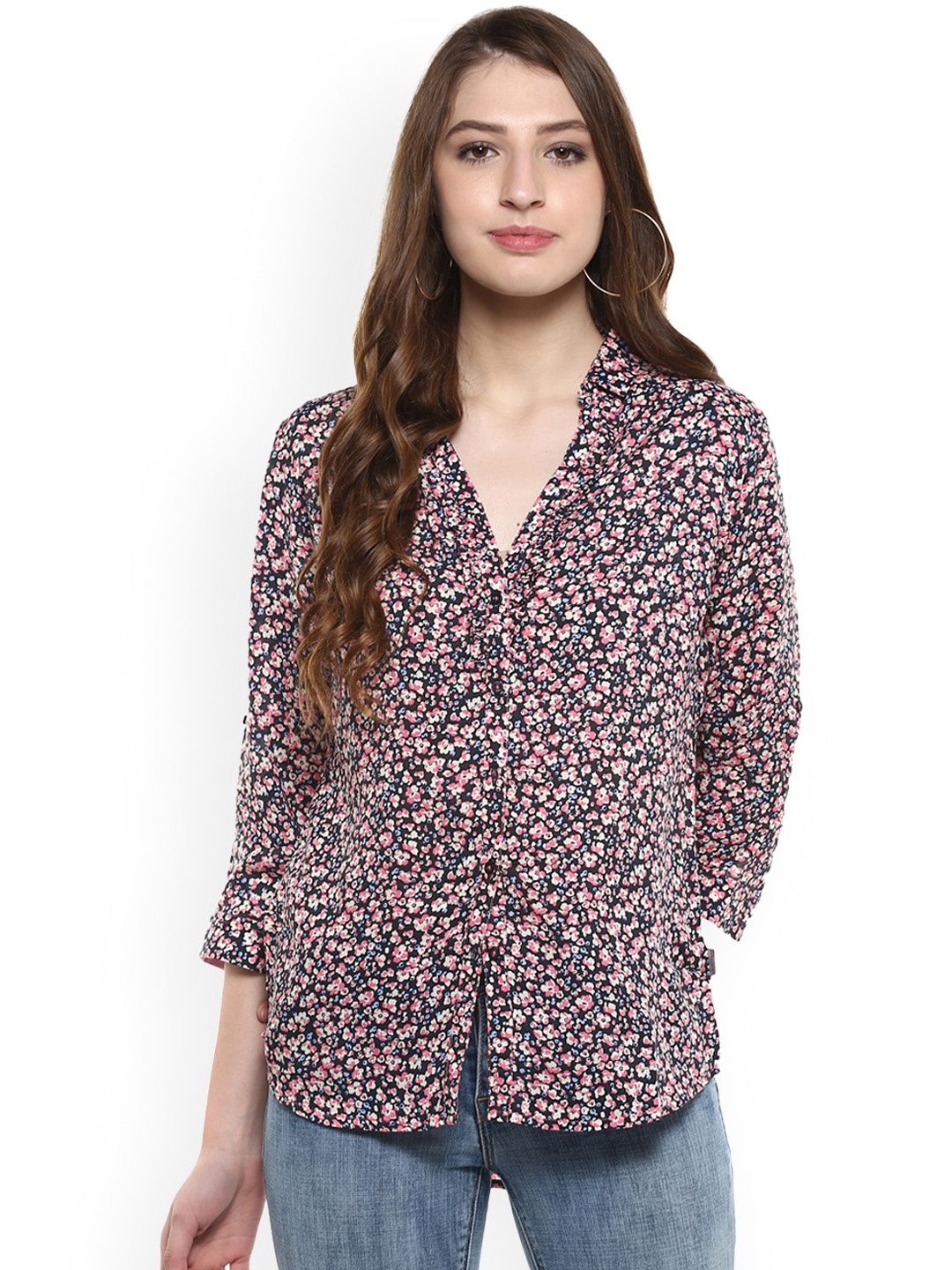 

Crimsoune Club Women Black Printed High-Low Top