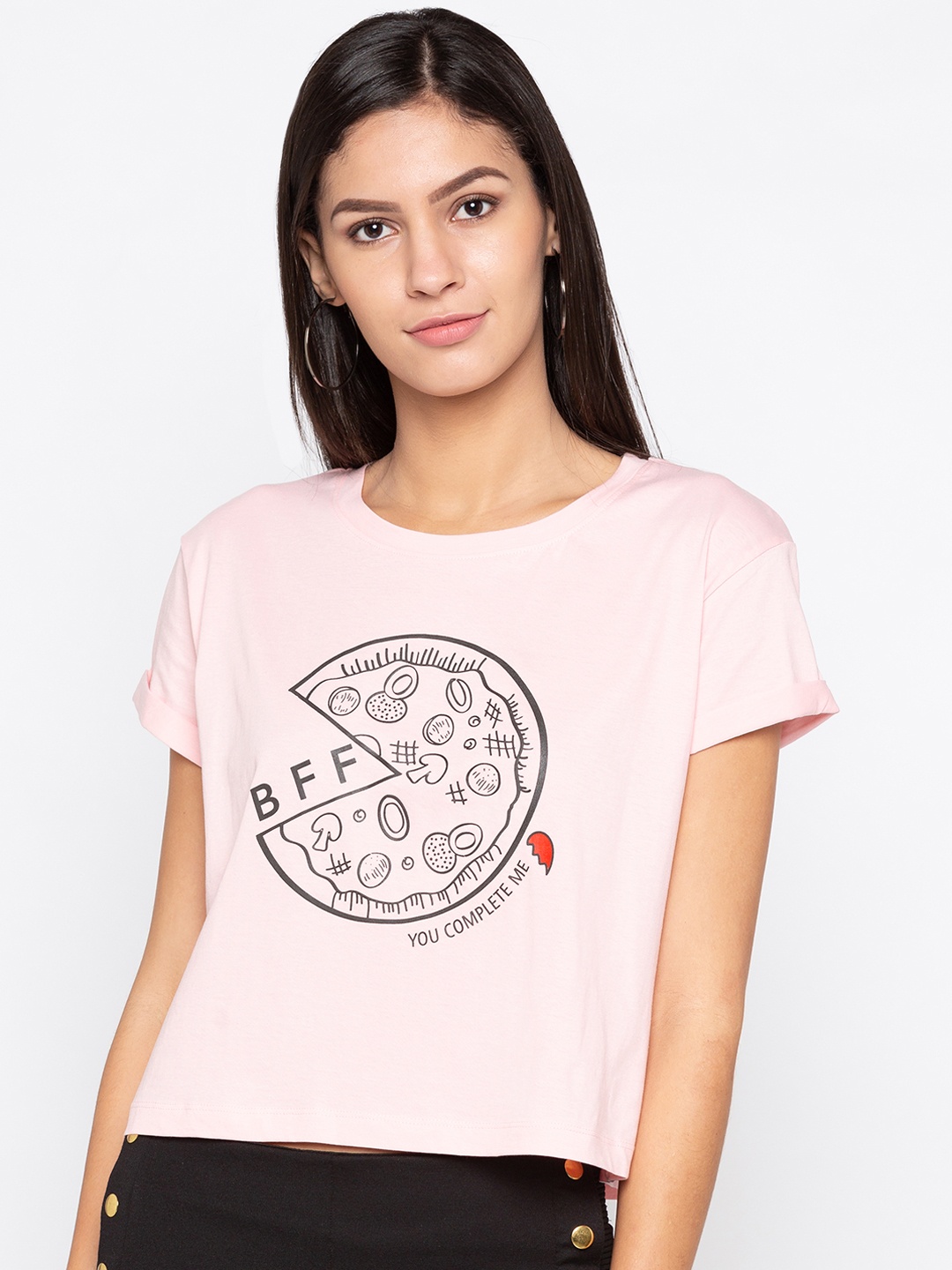 

Globus Women Pink Printed Round Neck T-shirt