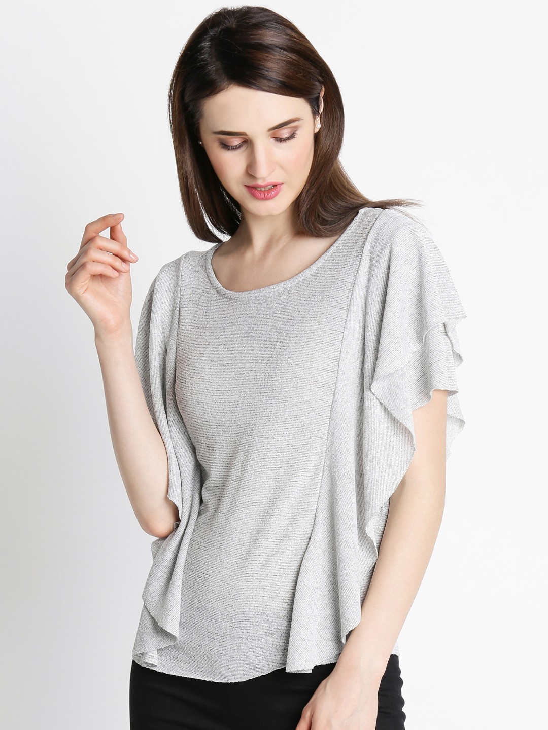 

Annabelle by Pantaloons Women Grey Solid Top