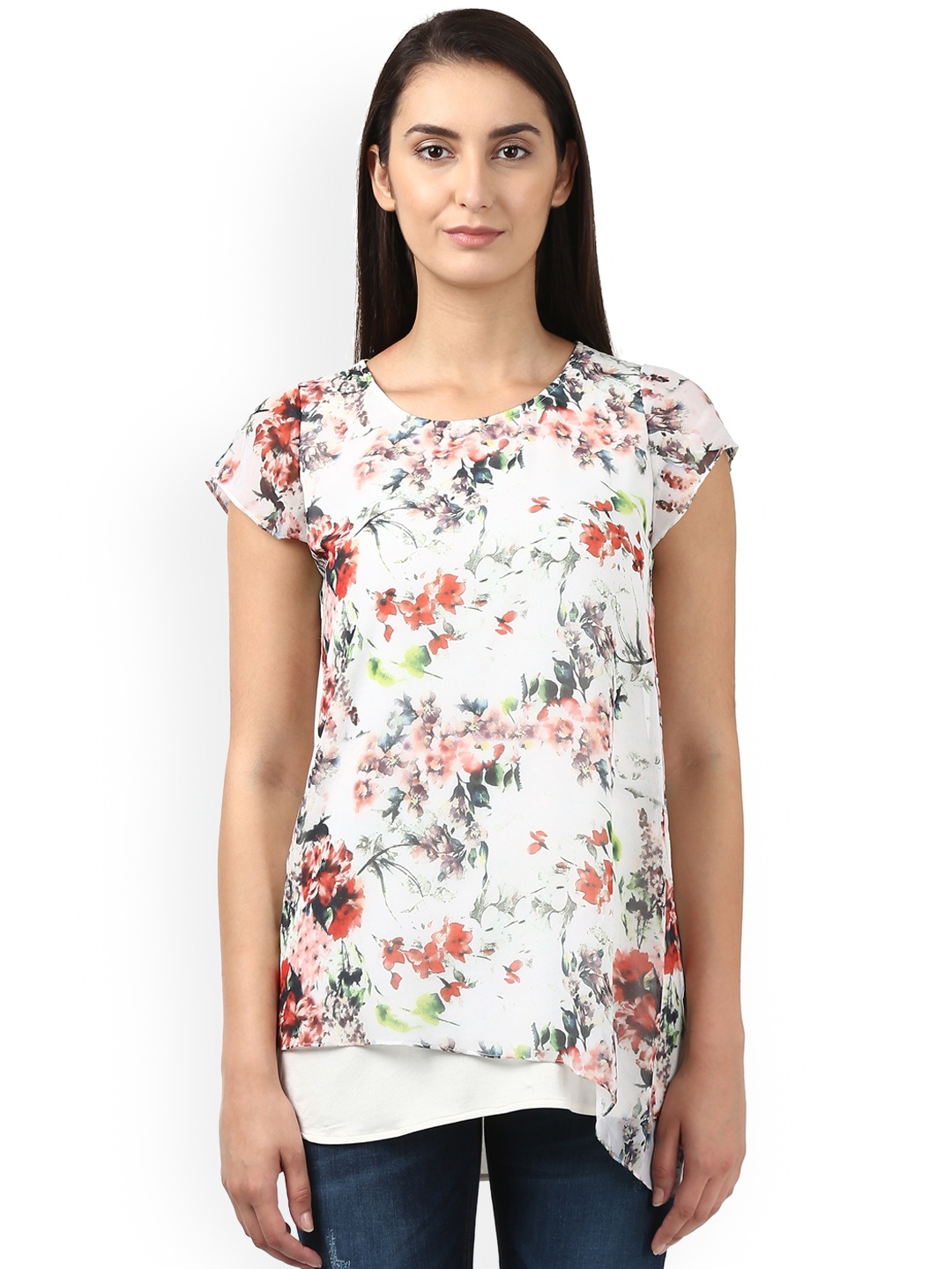 

Park Avenue Women White Printed High-Low Top