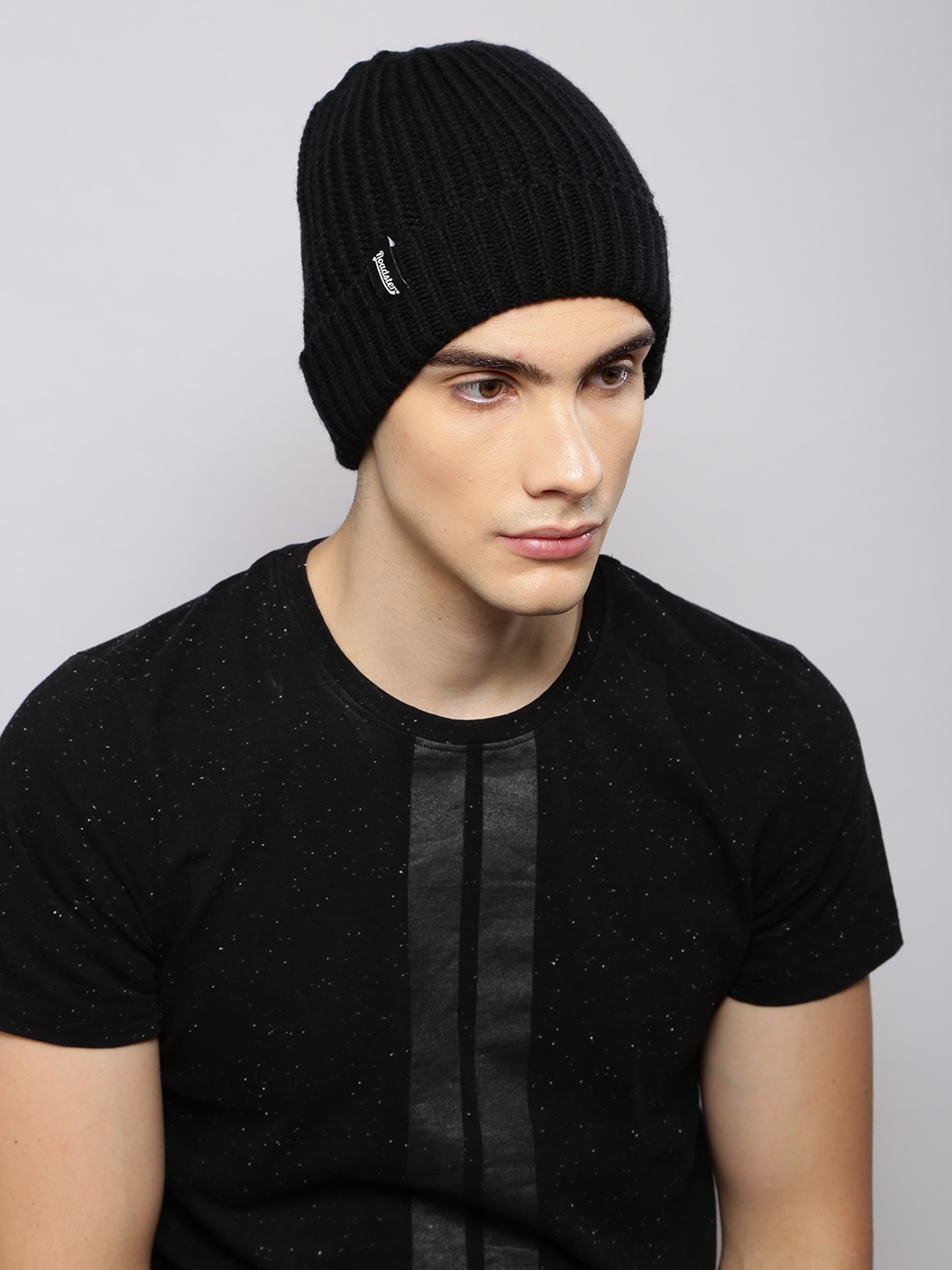 

Roadster Unisex Black Self Design Beanie