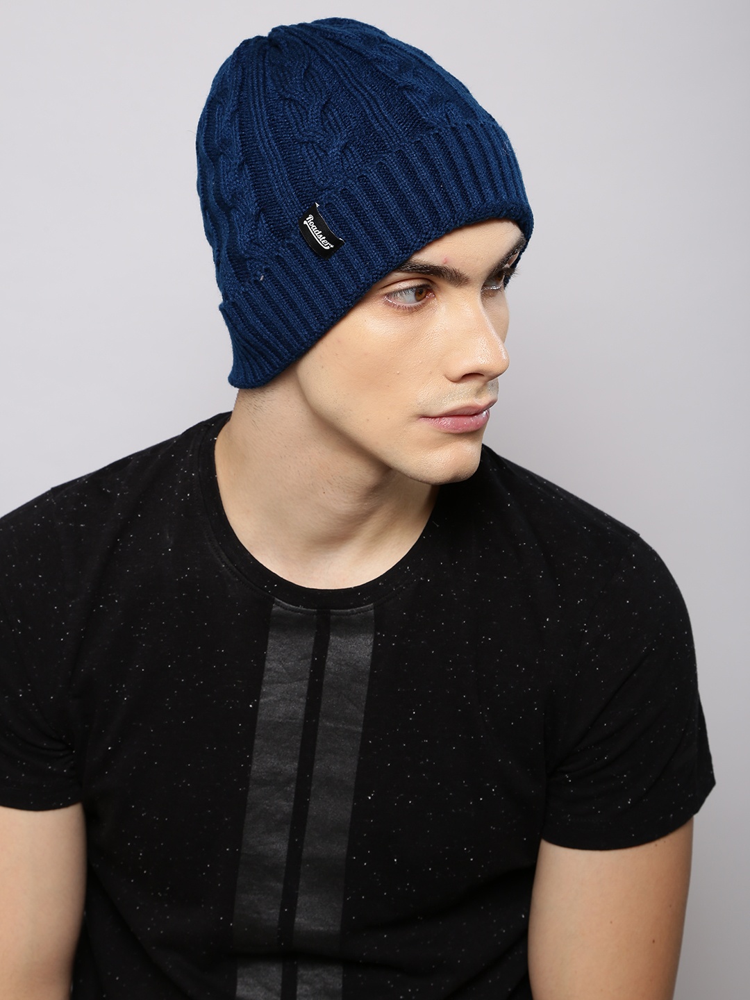 

Roadster Unisex Blue Self Design Beanie