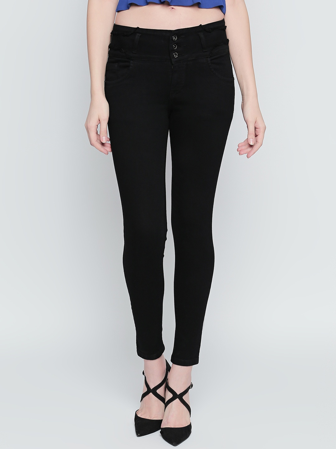 

High Star Women Black Slim Fit High-Rise Clean Look Stretchable Jeans