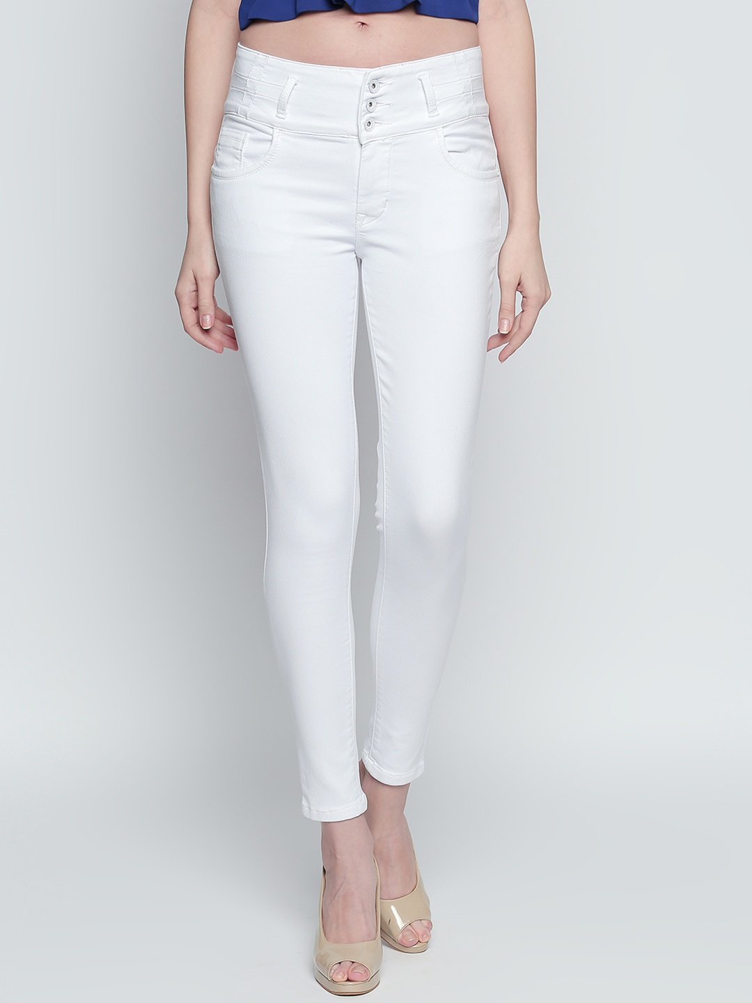 

High Star Women White Slim Fit High-Rise Clean Look Stretchable Jeans