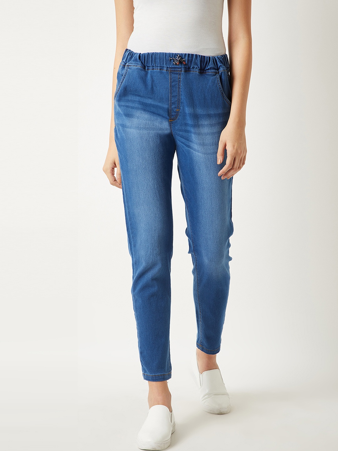 

Miss Chase Women Blue Regular Fit Solid Denim Regular Trousers