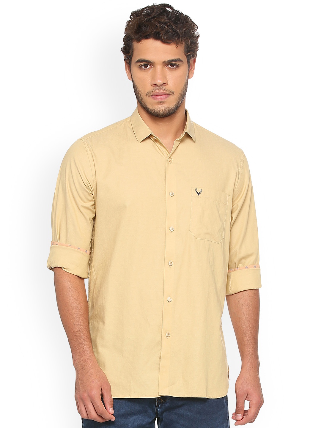 

Allen Solly Men Beige Regular Fit Solid Casual Shirt