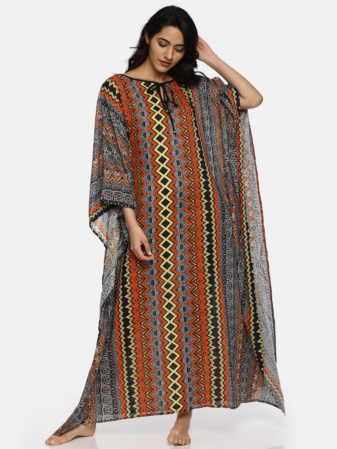 

The Kaftan Company Multicoloured Printed Nightdress, Multi