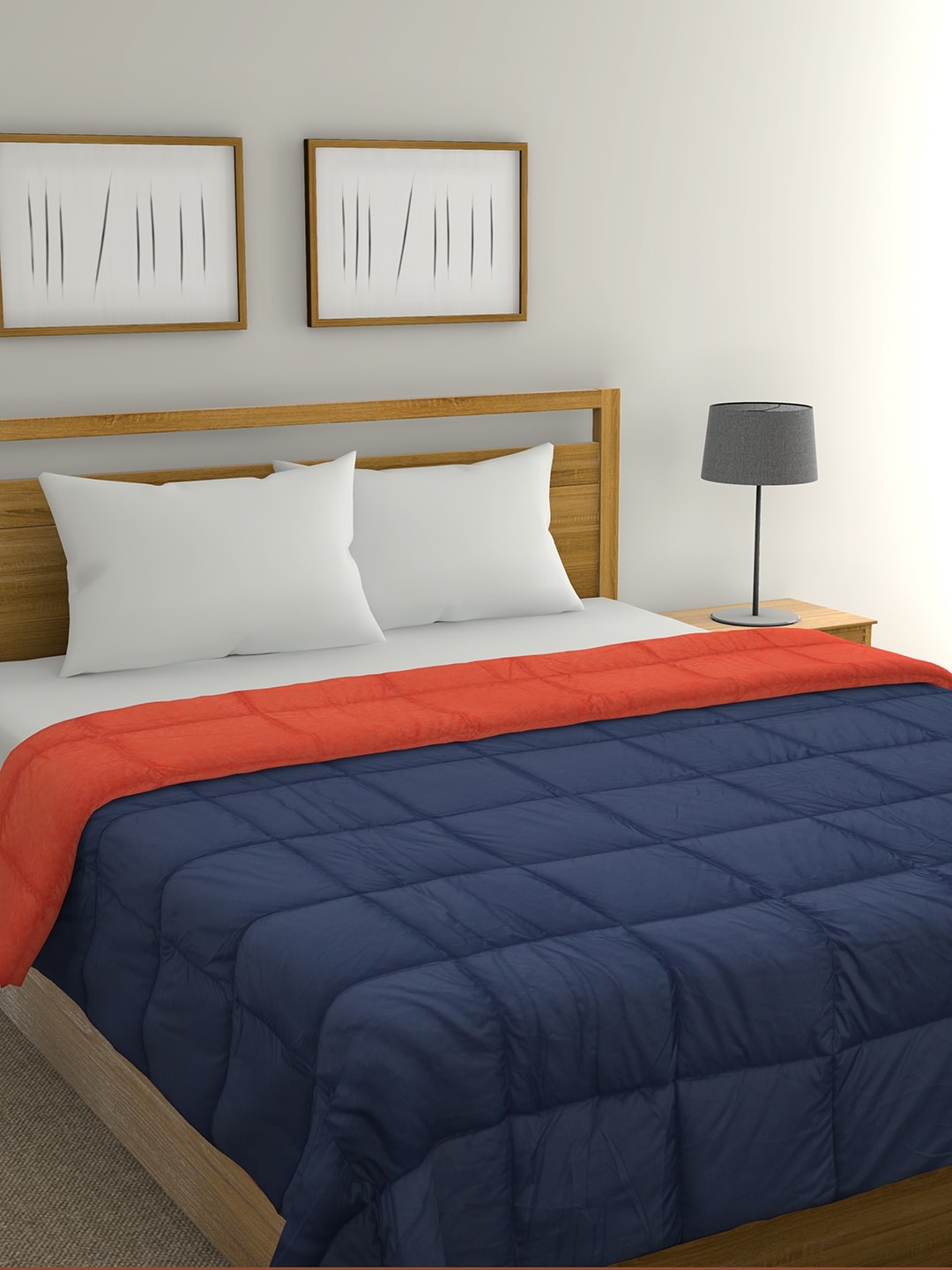 

Raymond Home Blue & Red Geometric Mild Winter 210 GSM Double Bed Quilt