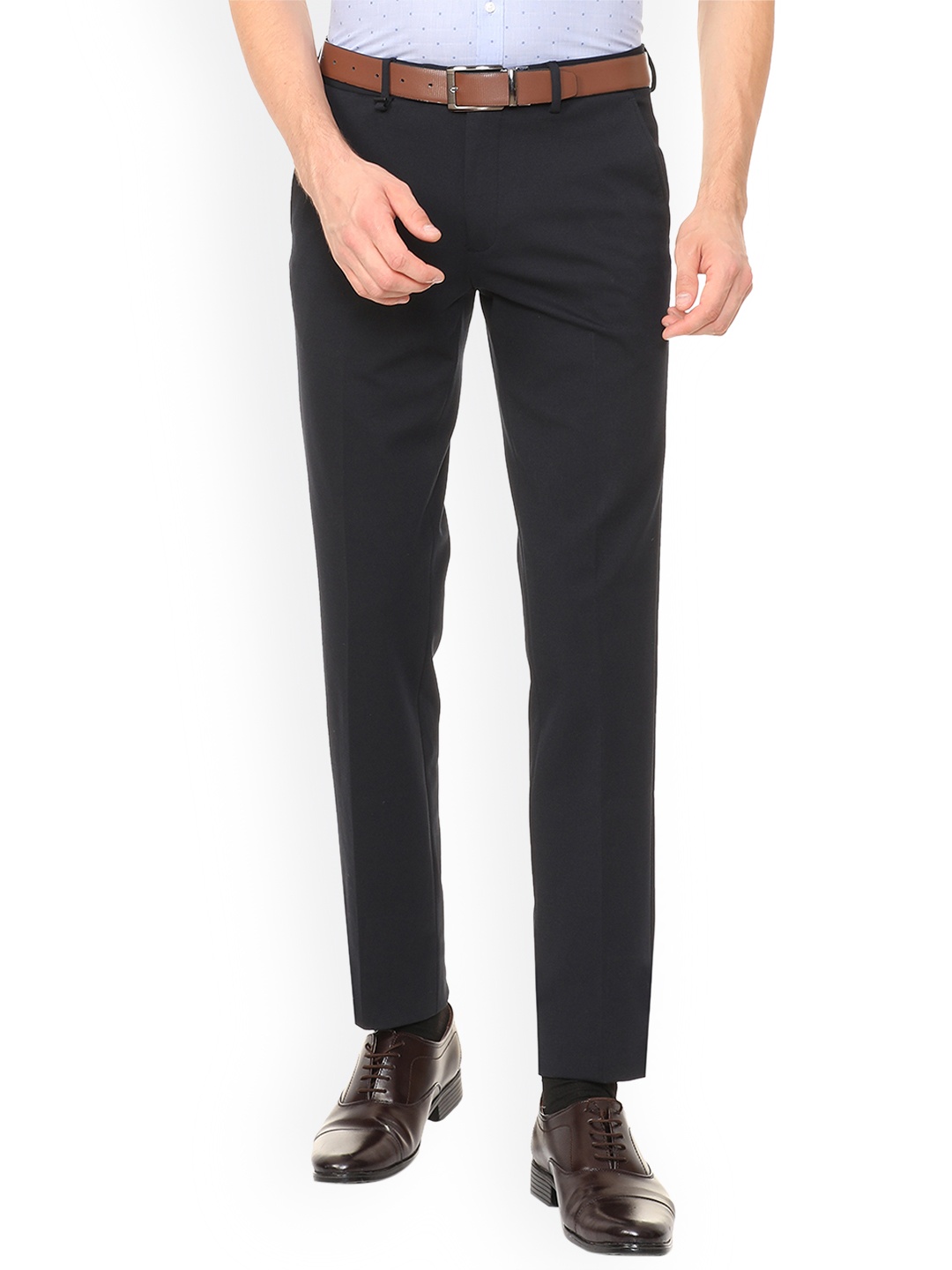 

Van Heusen Men Black Slim Fit Solid Formal Trousers