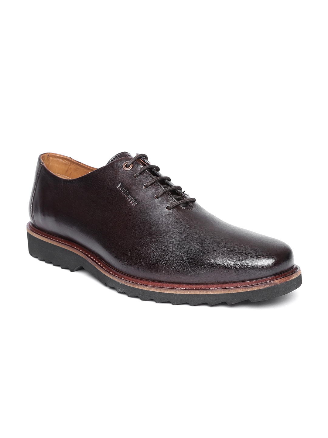 

Van Heusen Men Coffee Brown Leather Semiformal Oxfords