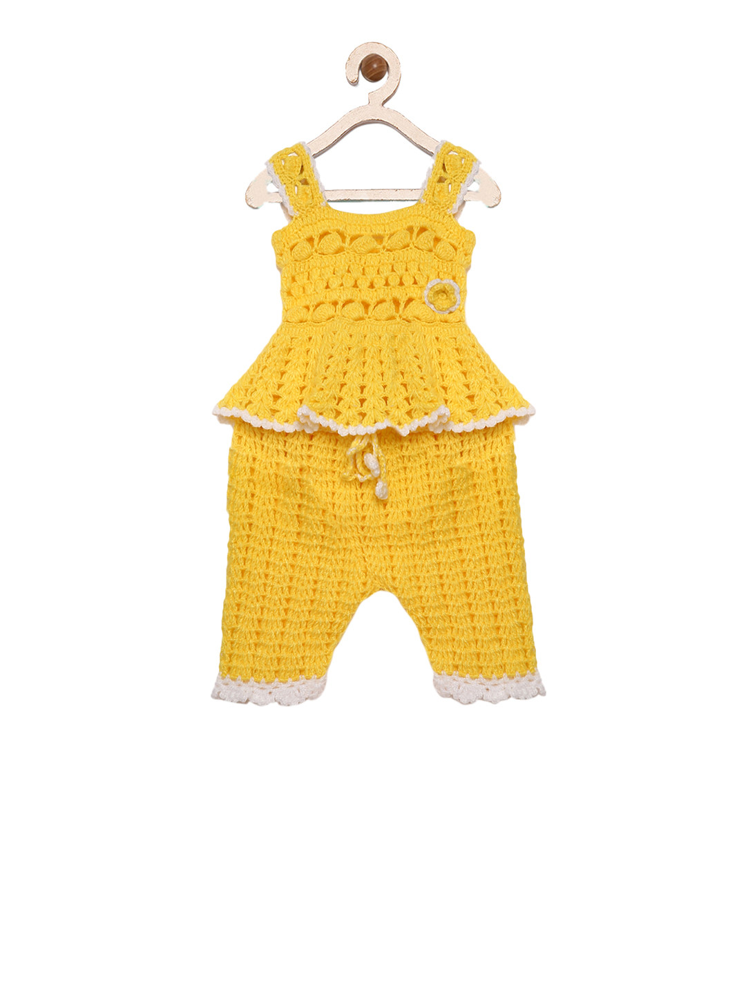 

CHUTPUT Girls Yellow Self Design Top with Pyjamas
