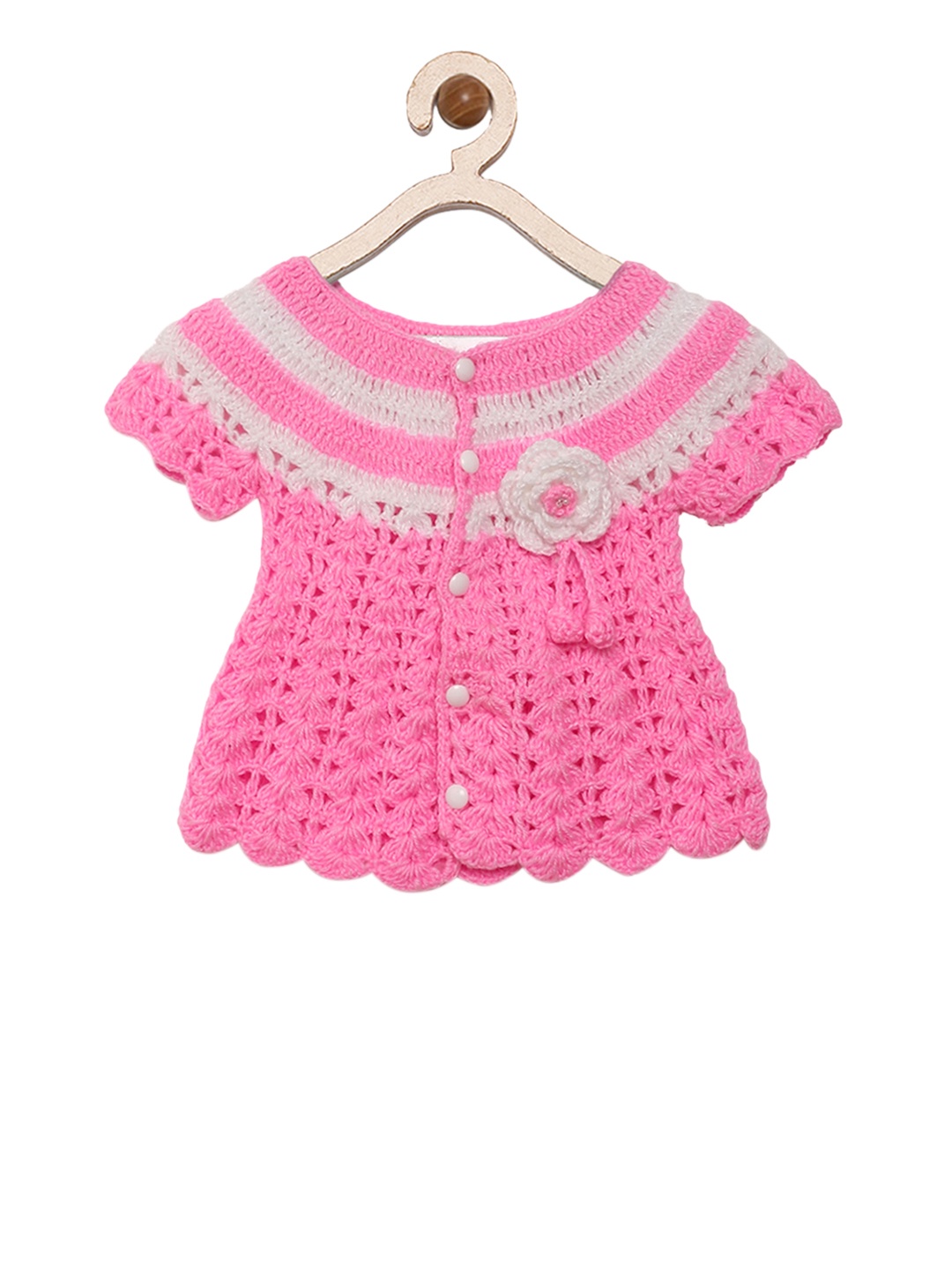 

CHUTPUT Girls Pink Self Design Sweater Dress