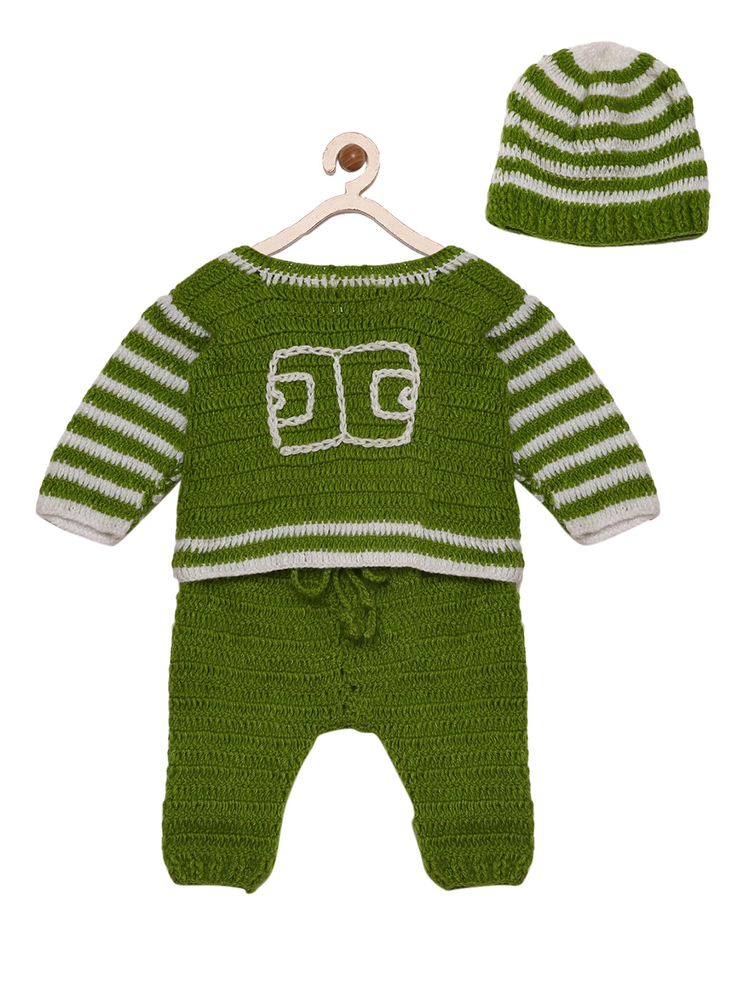 

CHUTPUT Girls Green Self Design Shirt with Pyjamas and A Beanie Cap