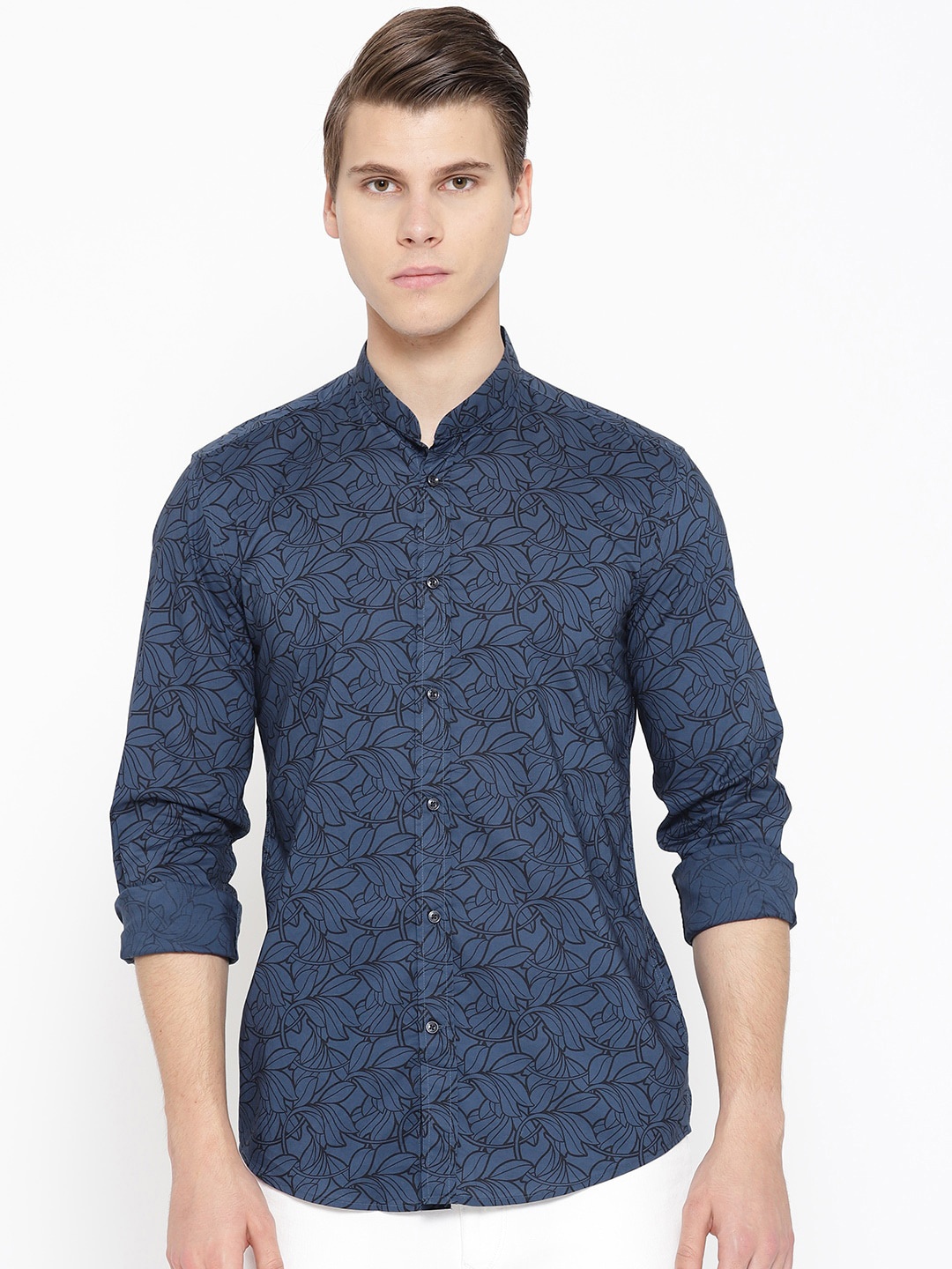 

Antony Morato Men Navy Blue & Black Slim Fit Printed Casual Shirt